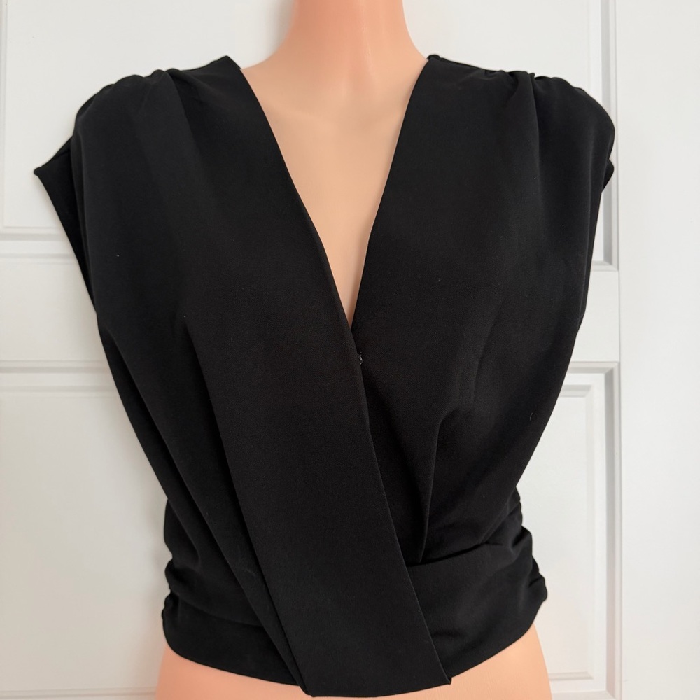 LOFT Black Draped V-Neck Women's Top